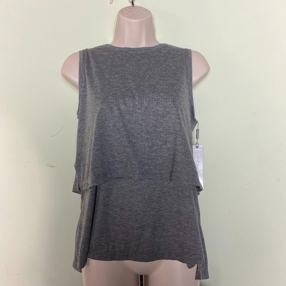 Calvin Klein Performance Heather Grey Epic Knit Tiered Tank Top - Picture 1 of 16